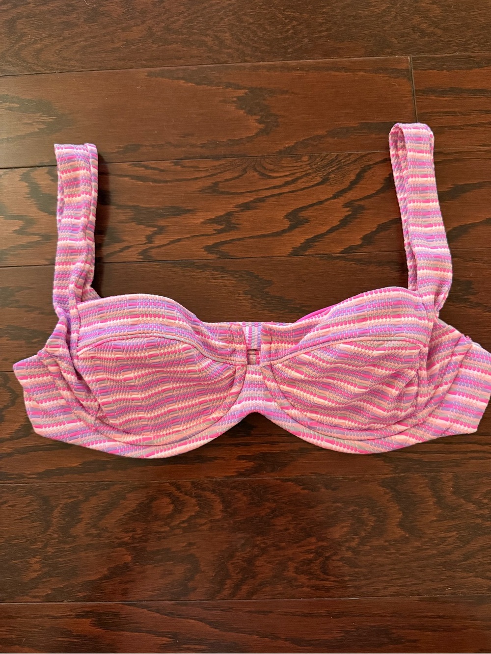 Lspace Pink Striped Underwire Bikini Top small